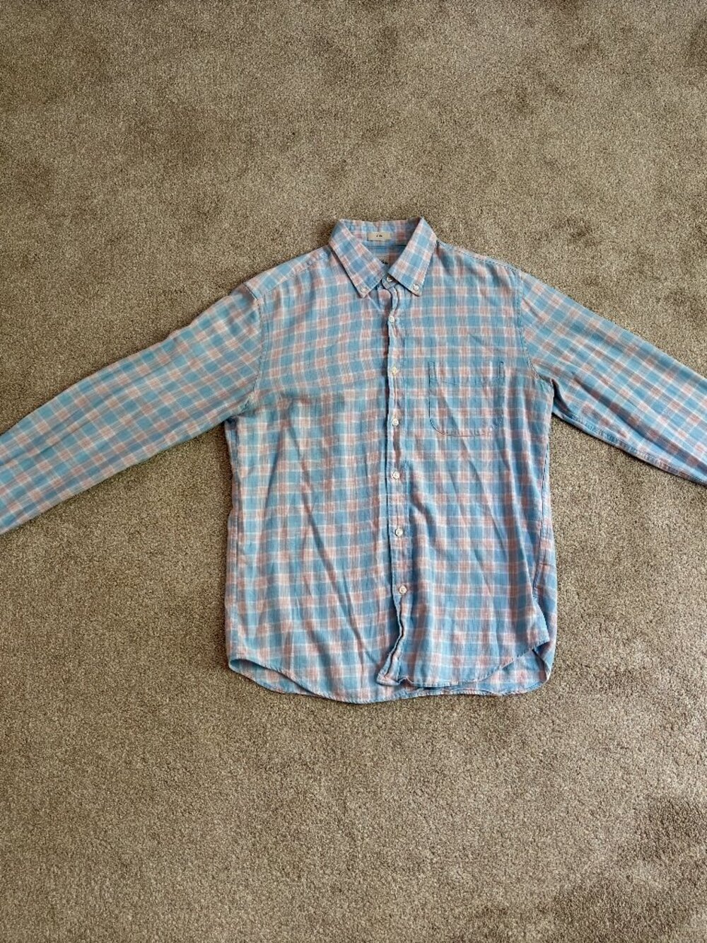 Men's Button Down J.Crew Cotton Linen Twill Sewn for J.Crew Sized Medium